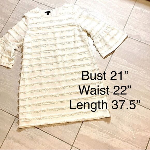 ALFANI IVORY TIERED FRINGE BELL SLEEVE SHIFT DRESS 14 NEW - Picture 15 of 15